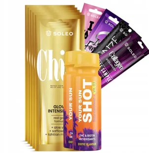 Soleo Chic 5x15ml Przyspieszacz Opalania Z Drobinkami Złota + Gratisy - Balsamy i kremy do opalania - miniaturka - grafika 1