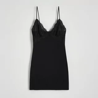 Piżamy damskie - Reserved - Koszula nocna z koronką - Czarny - grafika 1