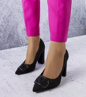 Półbuty damskie - Czarne eleganckie czółenka Vinceza-36 - miniaturka - grafika 1