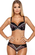 Biustonosze - Nadine biustonosz push-up, Kolor czarno-biało-fioletowy, Rozmiar 65C, PariPari Lingerie - Primodo.com - miniaturka - grafika 1