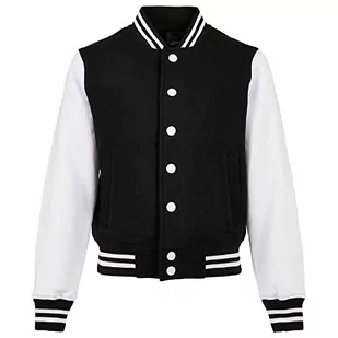 Build Your Brand Unisex dziecięca bluza Organic Kids Sweat College Jacket, czarna/biała, 158/164 - Kurtki i płaszcze dla chłopców - miniaturka - grafika 1