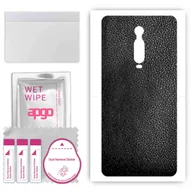 Szkła hartowane na telefon - Folia naklejka skórka strukturalna na TYŁ do Xiaomi Mi 9T -  Skóra Czarna - apgo SKINS - miniaturka - grafika 1