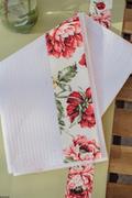 Dekoracja stołu - Komplet kuchenny tekstylny Bieżnik z ręcznikiem 2 szt. z wzorem Czerwone Kwiaty - miniaturka - grafika 1