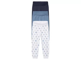 Spodnie i spodenki dla chłopców - lupilu Spodnie dresowe niemowlęce z biobawełną, 3 pary (74/80, Biały/granatowy/niebieski) - grafika 1
