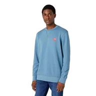 Bluzy męskie - Wrangler Bluza męska Sign Off Crew Sweater, Captains Blue, L, Captains Blue, L - miniaturka - grafika 1