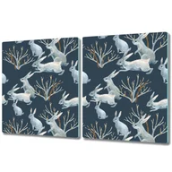 Deski do krojenia - Szklane Deski Kuchenne z Unikalnymi Wzorami - 2x 40x52 cm - Białe Króliki - miniaturka - grafika 1