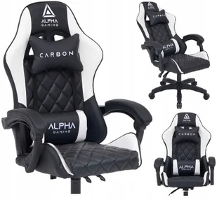 Fotel Alpha Gaming Carbon Biały Porządny - Fotele gamingowe - miniaturka - grafika 3