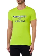 Koszulki męskie - Emporio Armani Męski t-shirt Crew Neck Megalogo, Lime, L - miniaturka - grafika 1