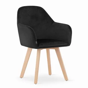 KRZESŁO MOKA DREWNIANE NOGI CZARNY AKSAMIT ZESTAW 2 SZTUKI - Krzesła - miniaturka - grafika 1