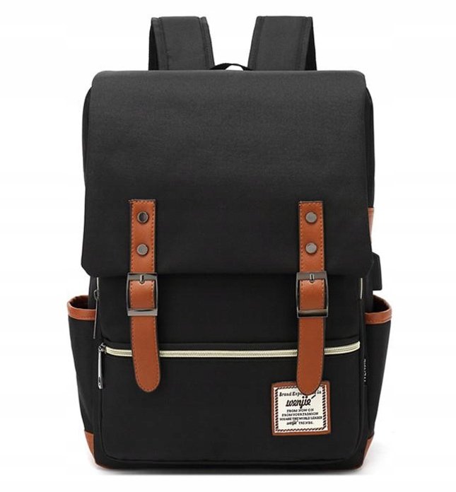 Szkolny Plecak Oxford na laptopa 15 czarny vintage