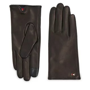 Rękawiczki - Rękawiczki Damskie Tommy Hilfiger Essential Flag Leather Gloves AW0AW15360 Black BDS - grafika 1