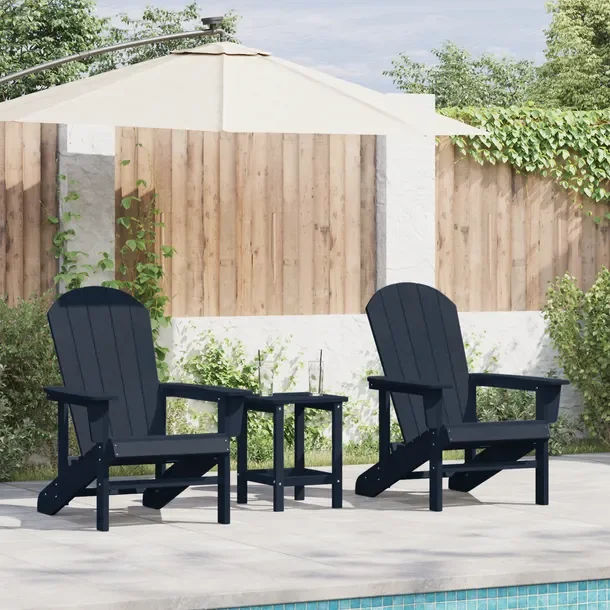 Zestaw 2 Krzeseł Adirondack HDPE Granatowe, Oparcie 70cm, Siedzisko 40cm