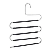 Skarpetki dla dzieci - Relaxdays Wieszak na spodnie, zestaw 4 szt., kształt S, 5 drążków, antypoślizgowe, oszczędzające miejsce wielofunkcyjne pałąki, metal, srebrny/czarny - miniaturka - grafika 1