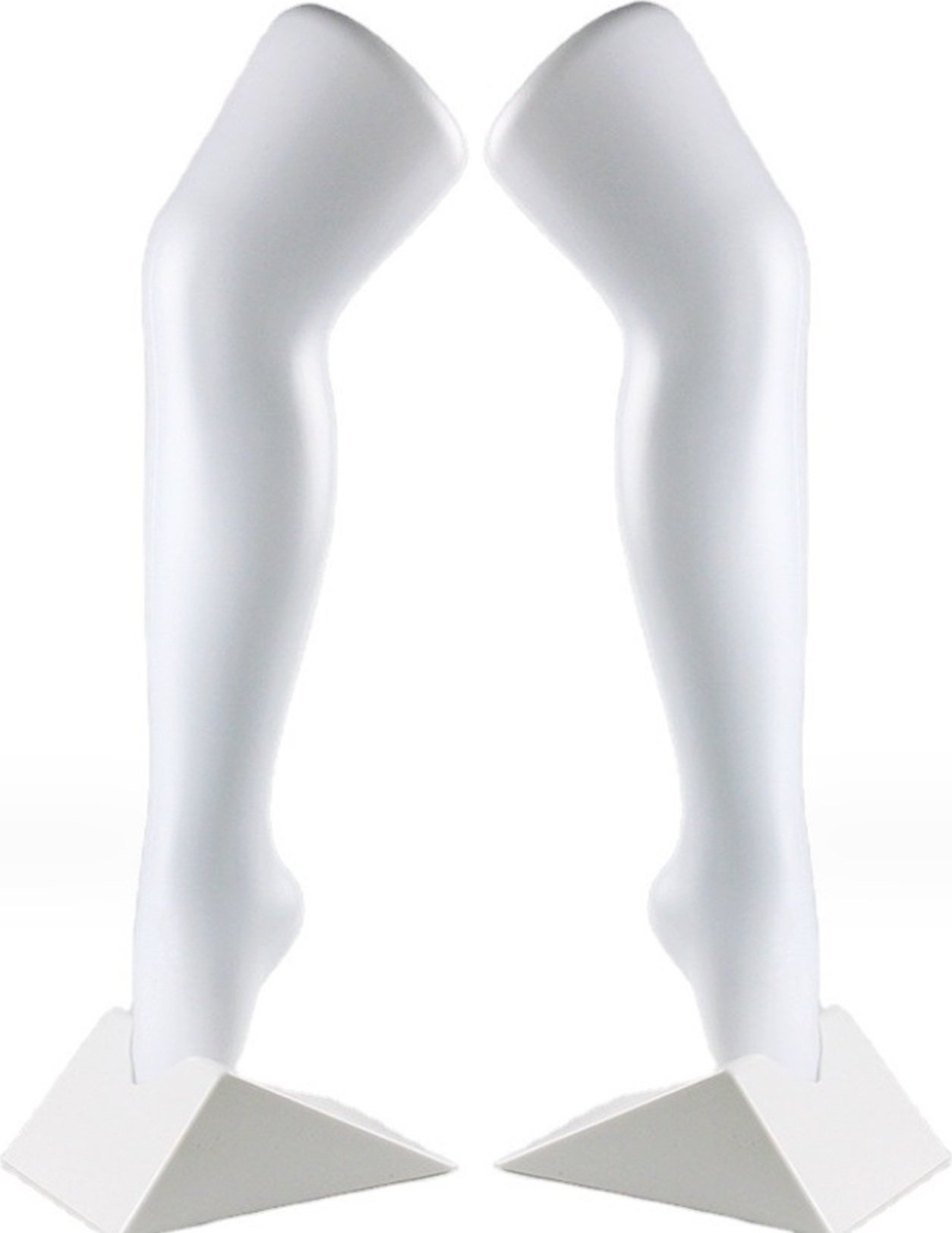 zestaw 2 nogawek do prezentacji pończoch i skarpet, nogawka dekoracyjna - damska, 56 cm nogawka dekoracyjna ze stojakiem, manekin - nogawka o realistycznym kształcie, nogawka do skarpet - kolor biały