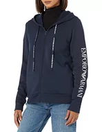 Bluzy damskie - Emporio Armani Damska bluza z kapturem Iconic Terry, morski, XS - miniaturka - grafika 1