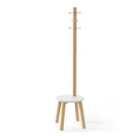 Wieszaki i stojaki - Coatrack/Pillar+Stool/White+Natural - miniaturka - grafika 1