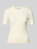 Swetry damskie - Koszulka dzianinowa z czystej wełny o kroju regular fit - miniaturka - grafika 1