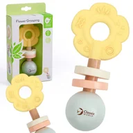 Gryzaki dla dzieci - DLA DZIECI 2W1 DREWNIANA PASTELOWA GRZECHOTKA GRYZAK - miniaturka - grafika 1