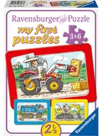 Puzzle - Ravensburger 6-częściowe puzzle (3 szt.) "Excavator, tractor and tipper loader" - 2+ - miniaturka - grafika 1