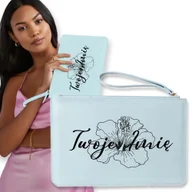 Torebki damskie - Torebka Kopertówka NIEBIESKA Kwiaty TWOJE IMIĘ - miniaturka - grafika 1