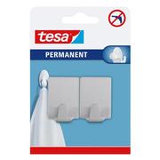 Akcesoria łazienkowe - TESA Permanent haki prostokątne metalowy, szary - miniaturka - grafika 1