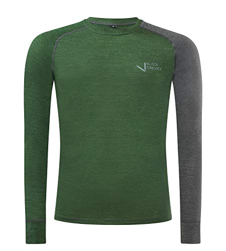 Black Crevice Black Crevice Męska koszulka z długim rękawem z wełny merino koszulka funkcyjna forest green/anthracite, XL BCR403652-GA-XL