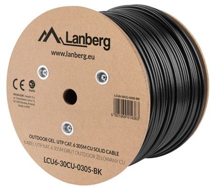 Lanberg Kabel instalacyjny UTP CAT.6 Żelowany 305m LCU6-30CU-0305-BK