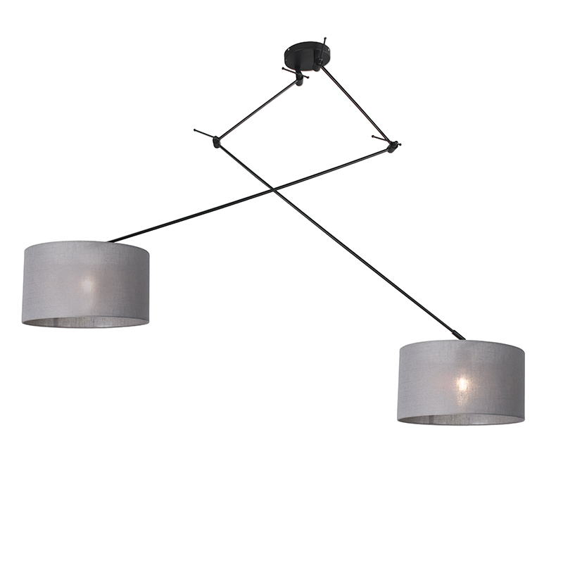 QAZQA Lampa wisząca regulowana czarna klosz szary 35cm - Blitz II