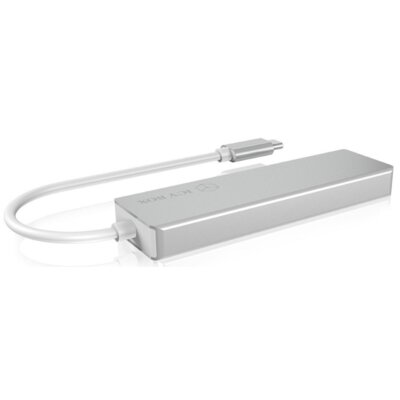 Icy Box 60369 USB-C Hub z 3X USB 3.0 i czytnikiem kart srebrny/biały 60369