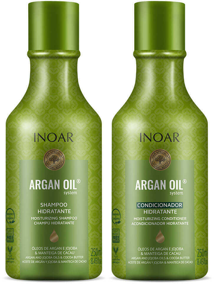 Inoar Argan Oil, szampon i odżywka po keratynowym prostowaniu włosów 2 x 250ml