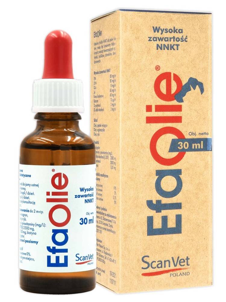 Scanvet EFA Olie 30ml Naturalny preparat wspomagający leczenie chorób skóry 101356