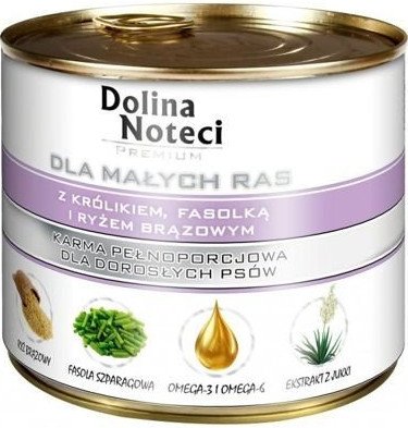 Dolina Noteci PREMIUM dla psów małych ras z królikiem, fasolką i ryżem 185g