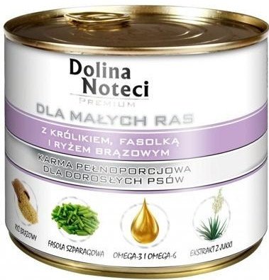 Dolina Noteci PREMIUM dla psów małych ras z królikiem, fasolką i ryżem 6 x 185g