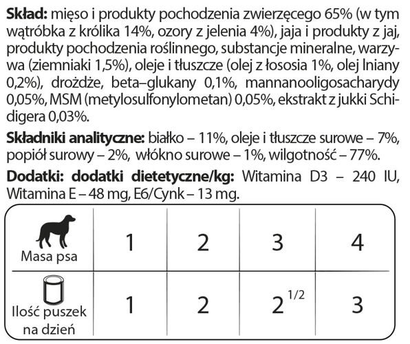 Dolina Noteci PREMIUM dla psów małych ras JUNIOR bogata w wątróbkę z królika z ozorami z jelenia 6x185 g