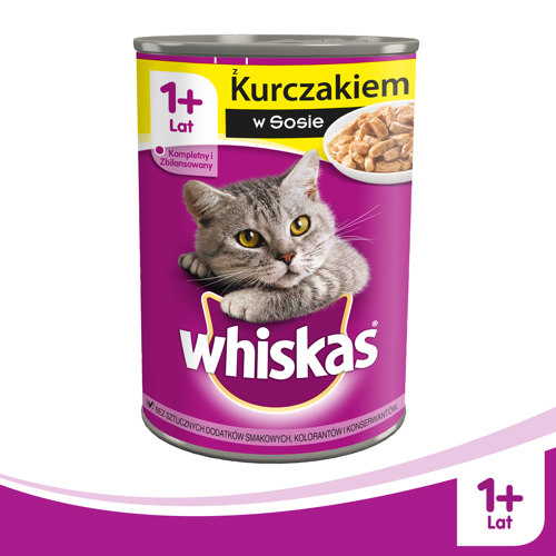 Whiskas mokra karma w puszce dla kota, z kurczakiem w sosie - 24 x 400 g