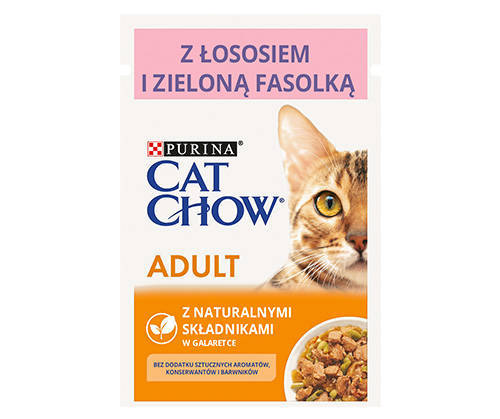 Purina Cat Chow Adult Łosoś i zielona fasolka 12x85g Saszetka 22088-uniw