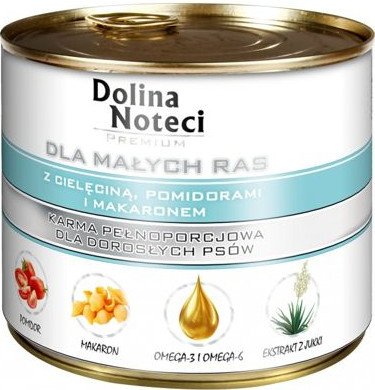 Dolina Noteci PREMIUM dla psów małych ras z cielęciną pomidorami i makaronem 12x185 g 5902921360436