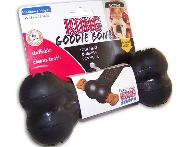 Kong Extreme Goodie Bone psy do zabawy, czarny,, l, czarny