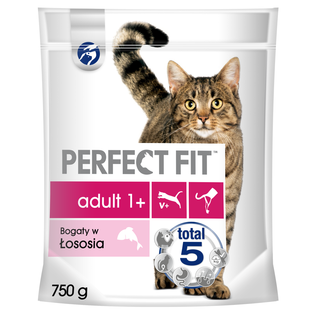 Perfect Fit Adult 1+) 750g Bogaty w łososia sucha karma dla kotów dorosłych 25444-uniw