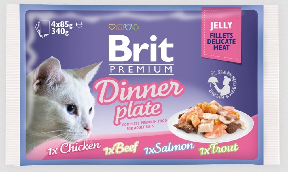Brit cat pouch jelly fillet dinner plate 340g 4x85g) 25970-uniw