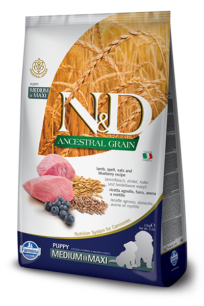 Farmina N&D Low Grain Dog Lamb&Blueberry Puppy Medium&Maxi 2,5 kg