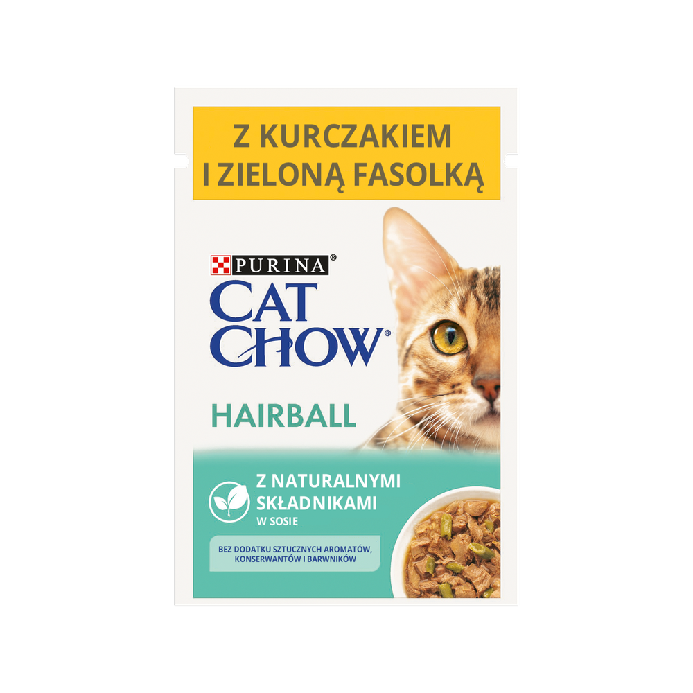 Purina Cat Chow CAT CHOW Hairball Karma z kurczakiem i zieloną fasolką w sosie 85g 40613-uniw