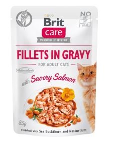 Brit CARE Cat Pouches Fillets in Gravy with Savory Salmon 85g 42504-uniw