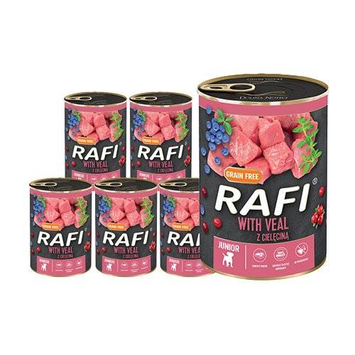 Dolina Noteci Rafi junior z cielęciną,żurawiną i borówką-puszka 6x400g
