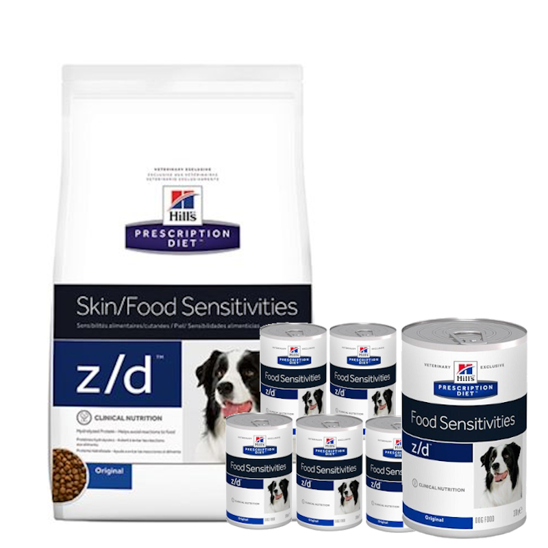 HILL'S PD Prescription Diet Canine z/d  Food Sensitivities 3kg + 6x370g puszka
