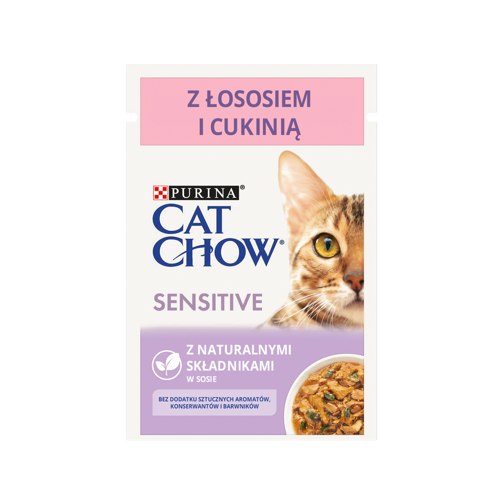 Purina Cat Chow CAT CHOW Sensitive Karma z łososiem i cukinią w sosie 85g 43523-uniw