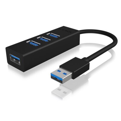 ICYBOX icybox Hub IB-HUB1419-U3 USB 3.0 na 4-Port Type-A Aluminium czarny Kabel 15cm