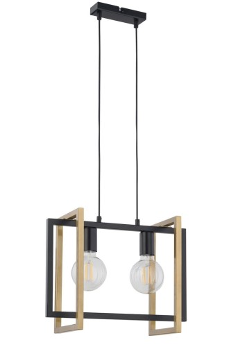 Sigma Prostokątna LAMPA wisząca EDEN 32232 metalowa OPRAWA zwis do sypialni czarny złoty 32232