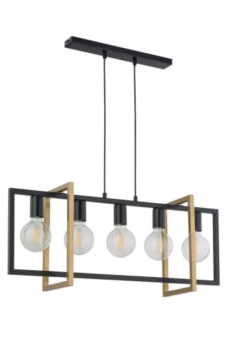 Sigma Prostokątna LAMPA wisząca EDEN 32236 metalowa OPRAWA frame ZWIS ramki do jadalni czarne złote 32236