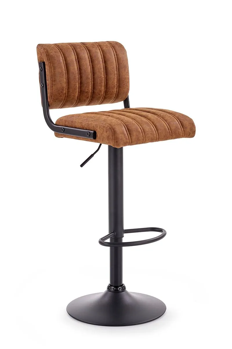 Brązowy tapicerowany hoker barowy z oparciem E1-P45